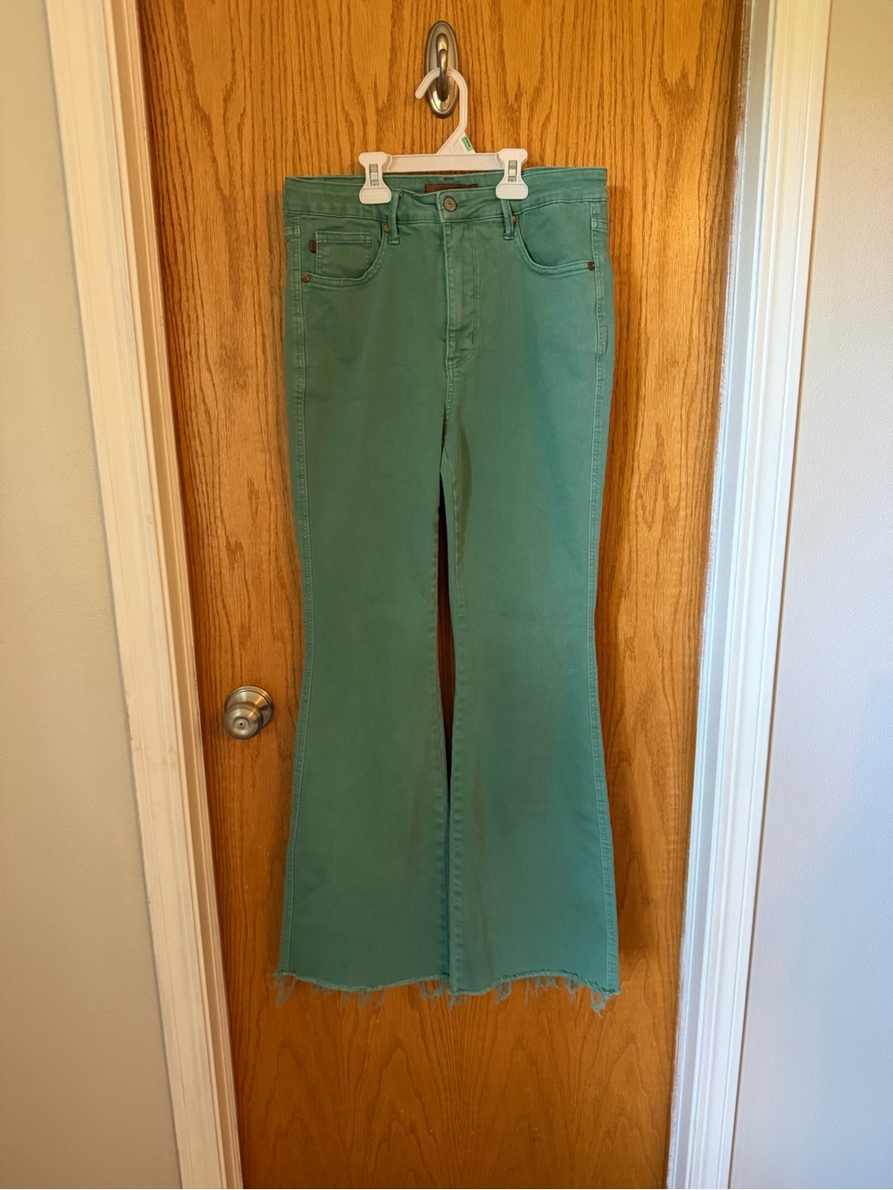 Judy Blues Women’s high rise Green Flared Jeans